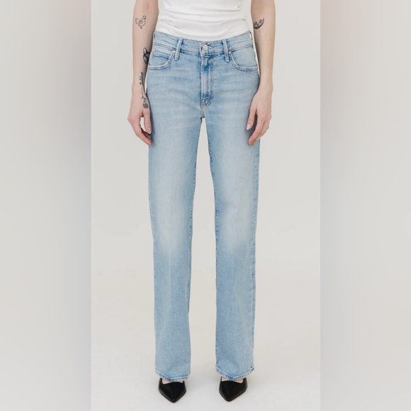 Mother Superior Denim NWT The Kickit Go Long Straight Leg Light Blue Size 29